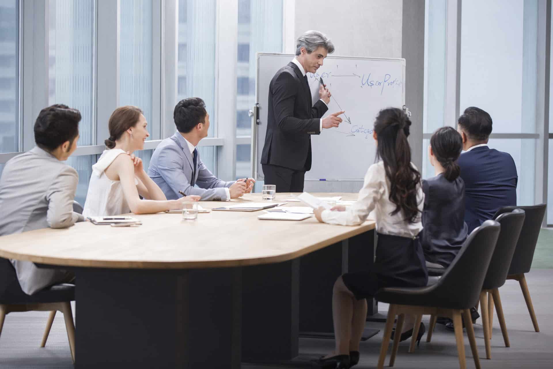Business people having meeting in board room